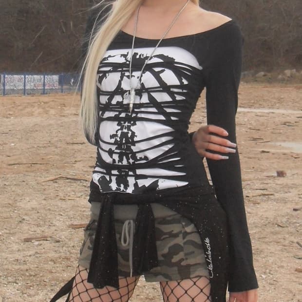 스켈레톤 레이어드 롱슬리브