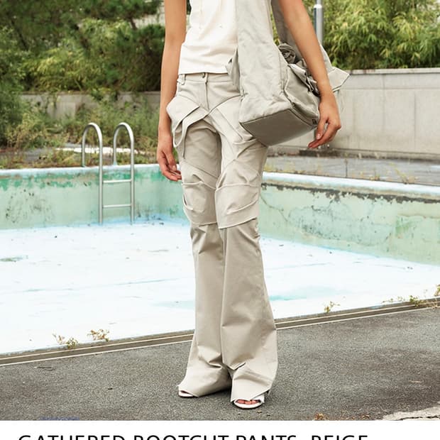 GATHERED BOOTCUT PANTS,m