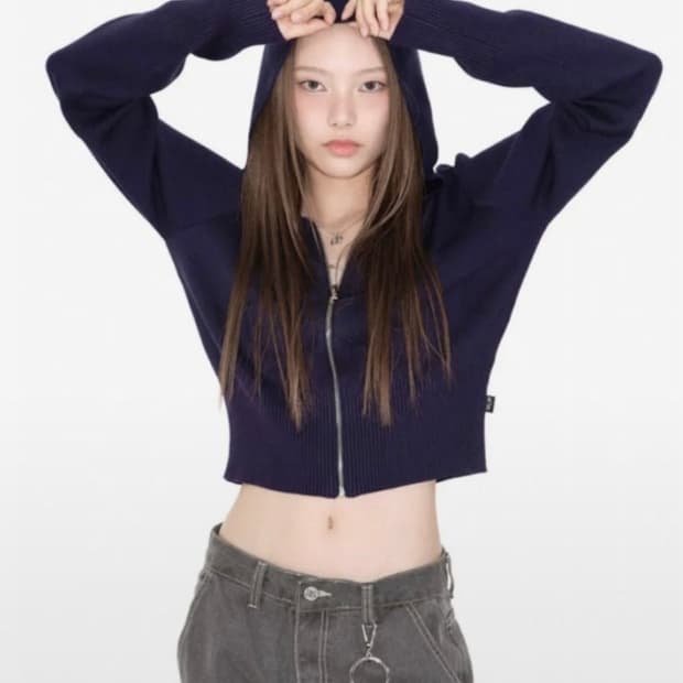 ason 애즈온 PUNCHED KNIT HOOD ZIP-UP 