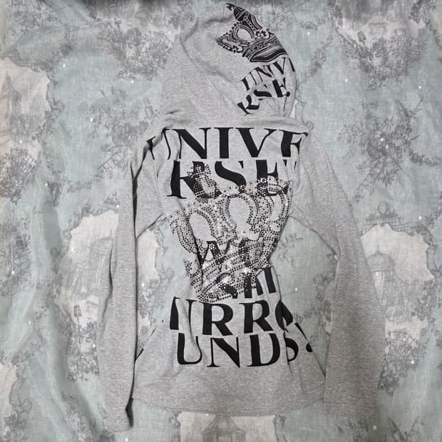 빈티지 왕관 레터링 큐빅 긴팔 탑 펑크 y2k