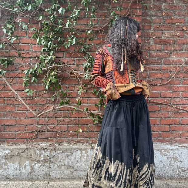 블랙 타이다이 히피 벌룬 팬츠