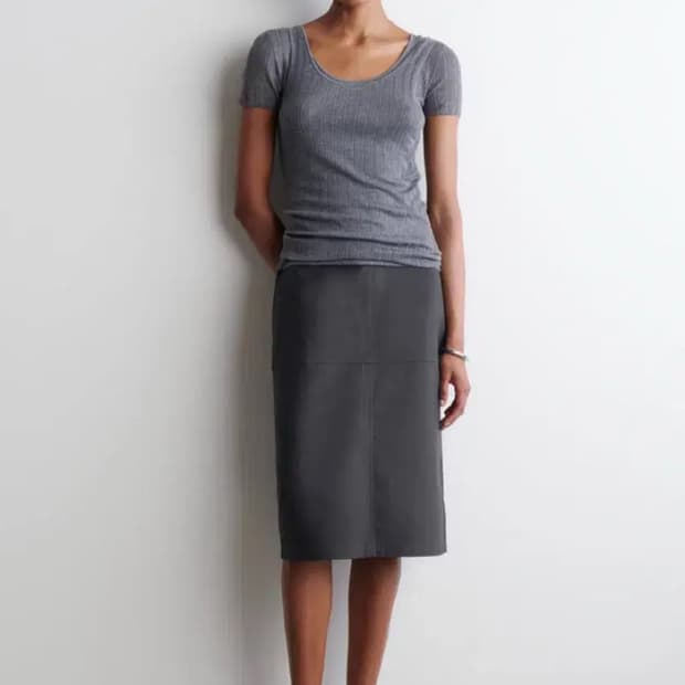 cos 코스 크링클드 코튼 펜슬스커트 32