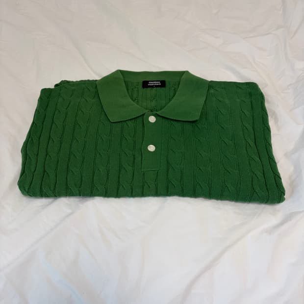 무신사 스탠다드 케이블 니트 그린 반팔