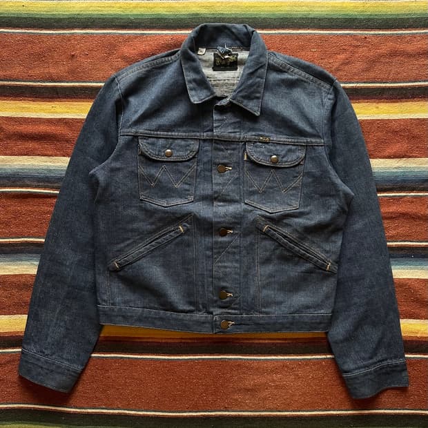 70s USA 빈티지 랭글러 124MJ 셀비지 데님 자켓
