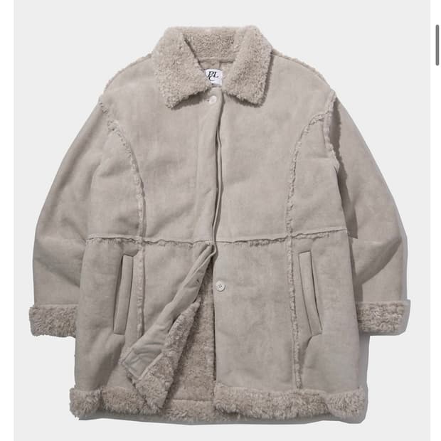 플레이스 스튜디오 퍼 라인 디테일 오버핏 스웨이드 하프 무스탕