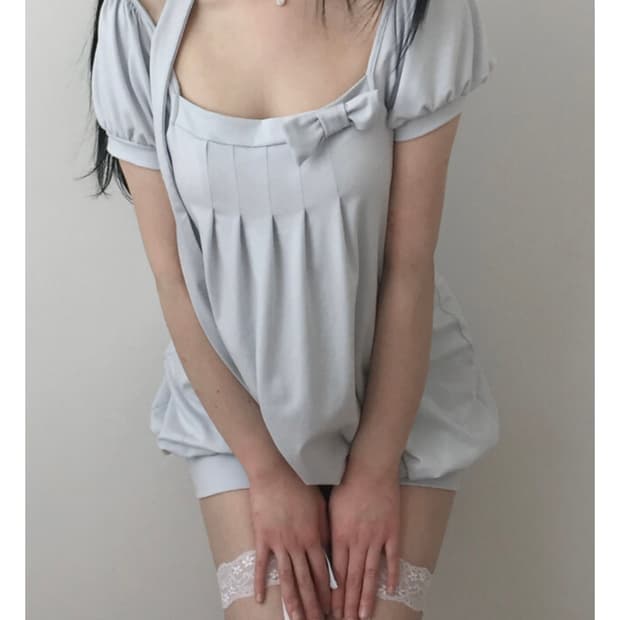엔젤넘버555 엔넘파 리본 플레이티드 드레스 원피스 dress