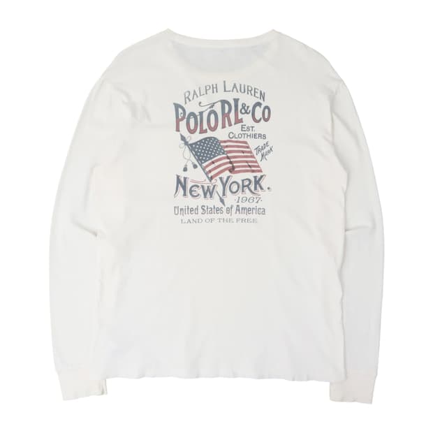 폴로 랄프로렌 usa 뉴욕 화이트 롱슬리브
