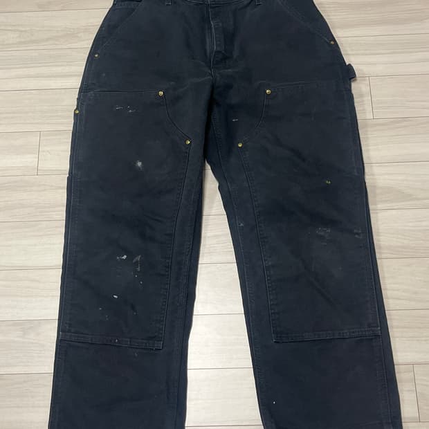 빈티지 칼하트 더블니 블랙 USA 33x30