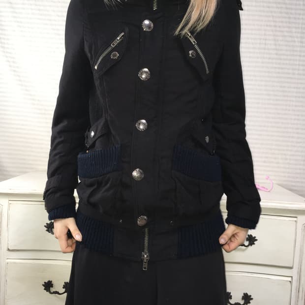 jpn vintage black y2k pocket jumper