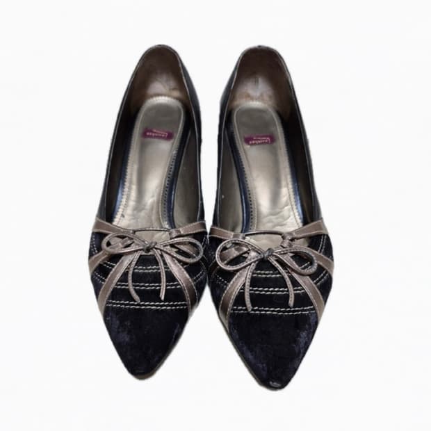 빈티지 스웨이드 리본 하이힐 245 6cm