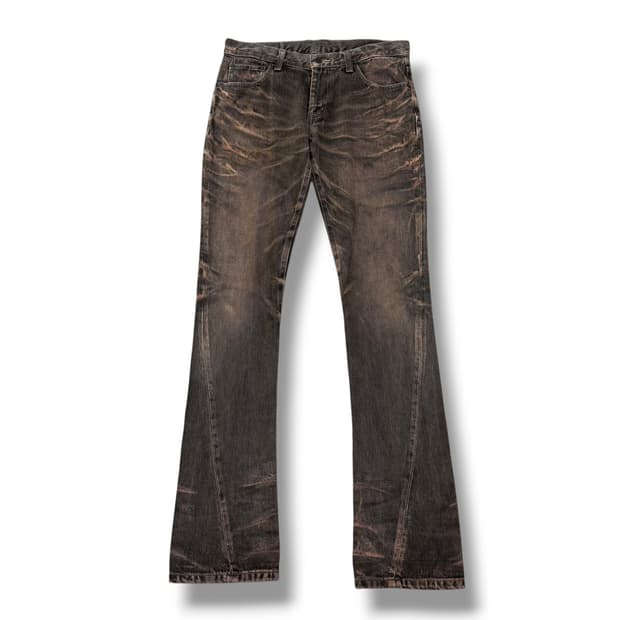 JPN 브라운 워싱 부츠컷 롱팬츠