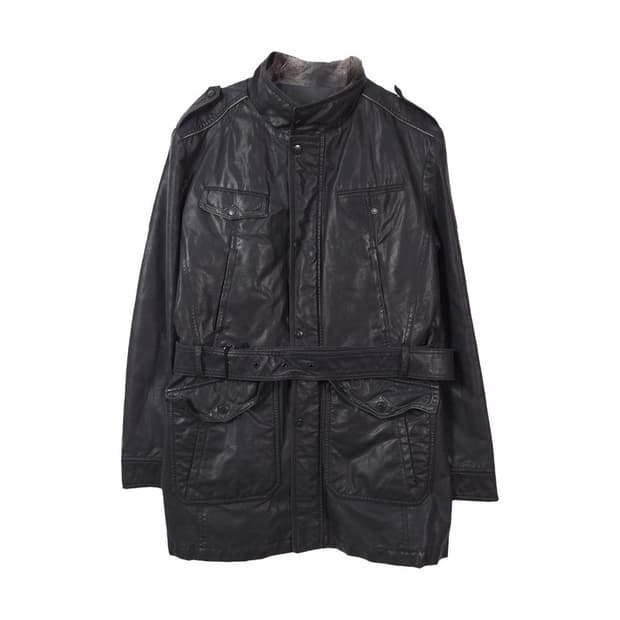 마인드브릿지 퍼 카라 벨티드 코팅 사파리 자켓 L