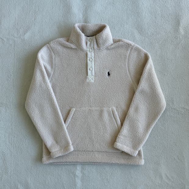 폴로랄프로렌 반집업 뽀글이 후리스 아이보리