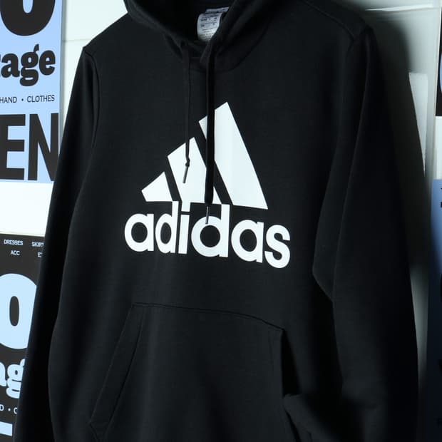 (XL) 아디다스 후드티셔츠 빅로고 블랙 스트릿-H31093