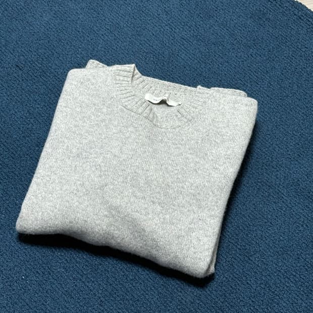 [XL] 캐시미어 울 크루넥 니트 멜란지 그레이