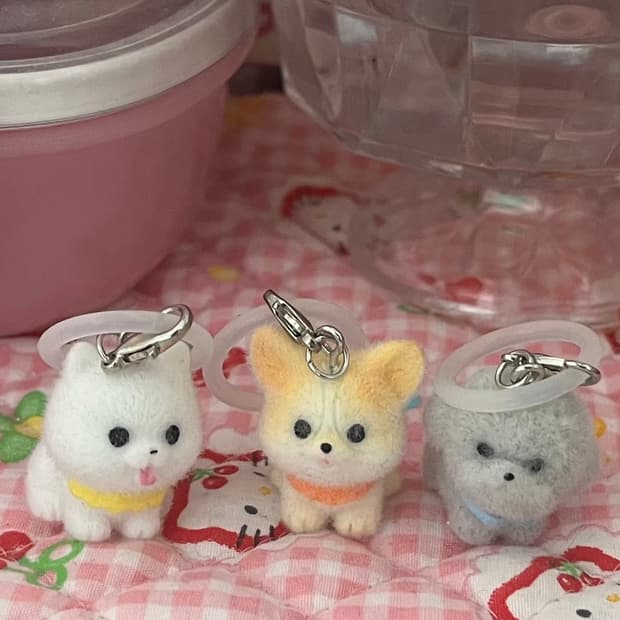 일괄 미니 강아지 메지루시 일본 비숑 웰시코기 멍멍이 스트랩 가챠 키링