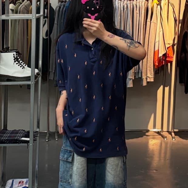 폴로 랄프로렌 포니 멀티로고 네이비 카라티 A1424