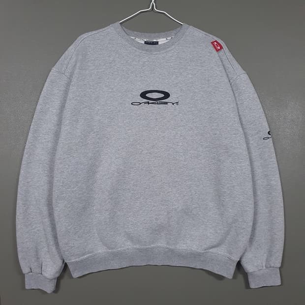 실측 XL) Oakley 오클리 빅로고 아카이브 맨투맨 스웻셔츠 그레이