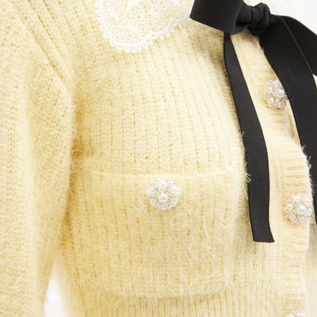 셀프 포트레이트 self portrait 옐로우 레이스 리본 가디건 레이