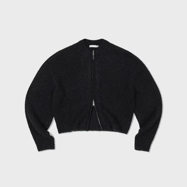 니트 집업 블랙 