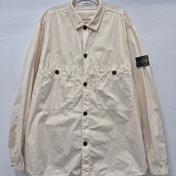 스톤아일랜드 올드이펙트 오버셔츠 아이보리 자켓 /3XL(정품)