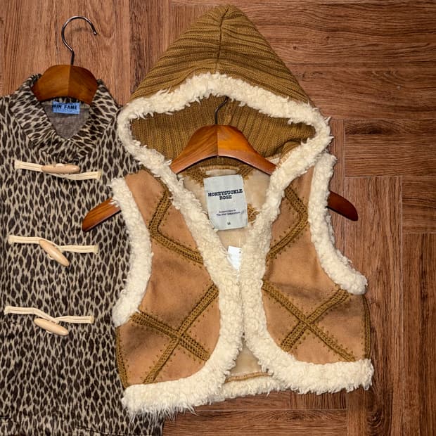 일본빈티지 퍼 후드 베스트