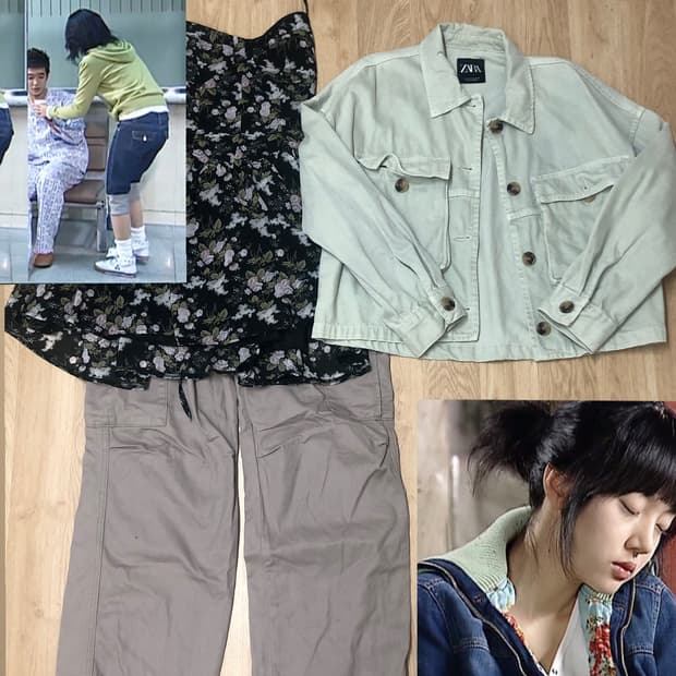 미사깔 레이어드 원피스 & 자켓 세트