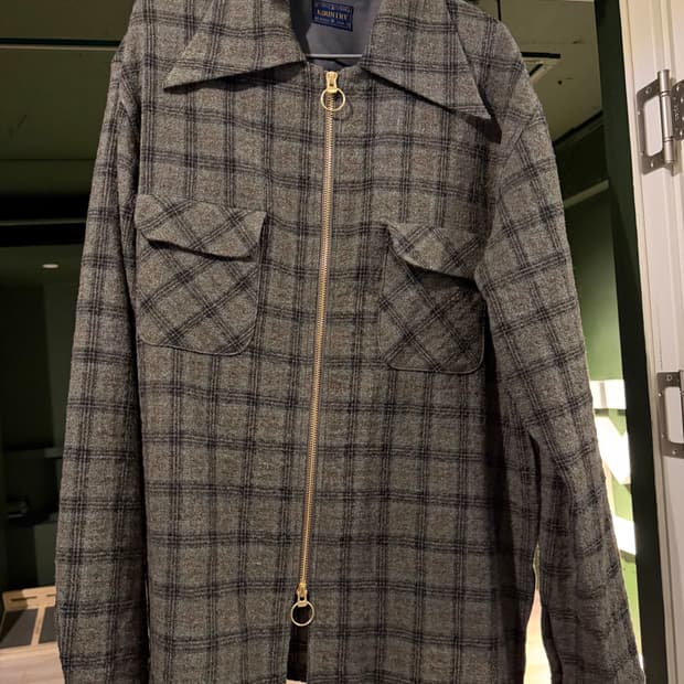 캐피탈 울 체크 집업 프렌드 포켓 보드 셔츠 (그린) 상태 S급