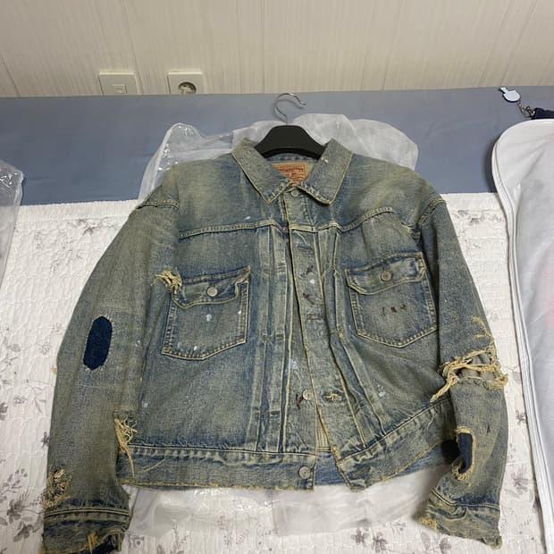 세인트 미카엘 x 베르베르진 데미지 데님 자켓 블루 M