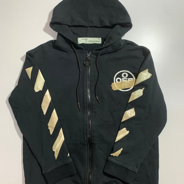 오프화이트 테이프 애로우 후드집업 XL