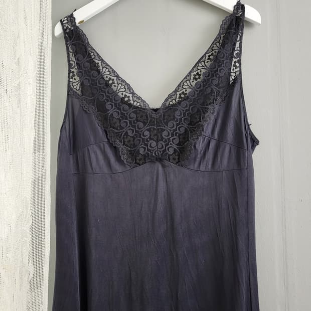 빈티지 블랙 레이스 슬립 원피스