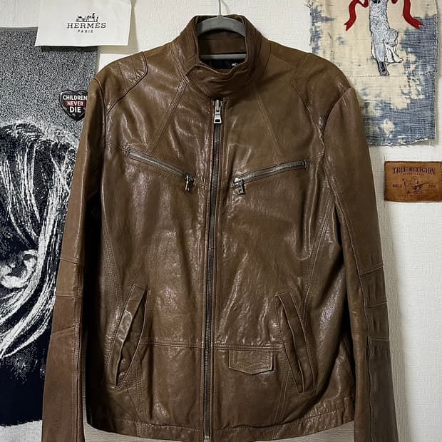 jack&jill 브라운 모토 레이서 자켓