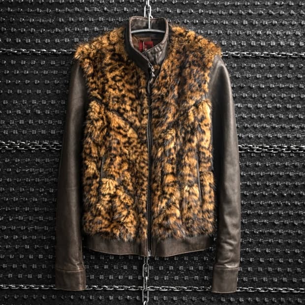 Anovella 레오파드 레더자켓