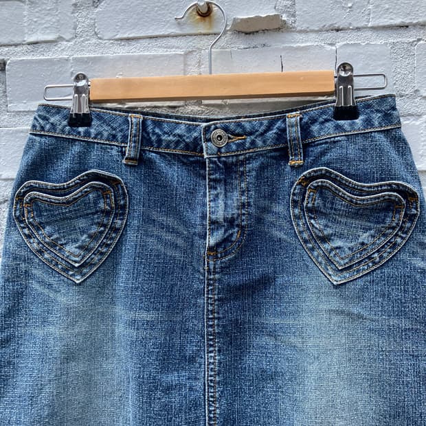 Zana-Di 하트 포켓 데님 미니스커트 28