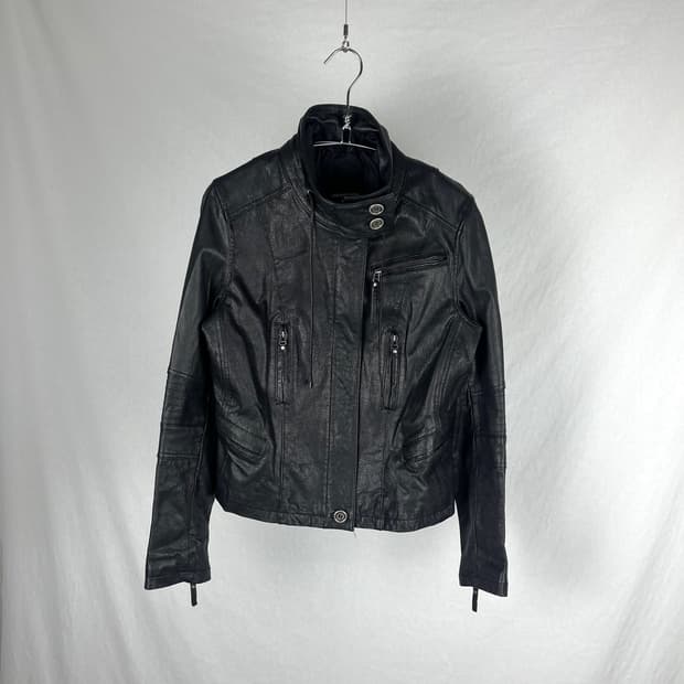 Vintage 양가죽 하이넥 레더자켓