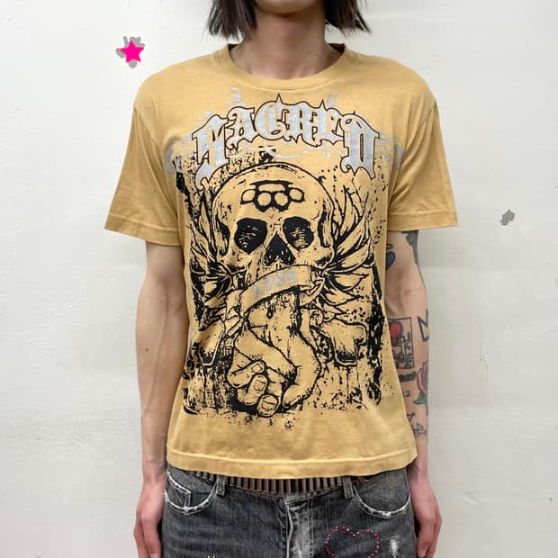 Beige Big Skull T-shirt 