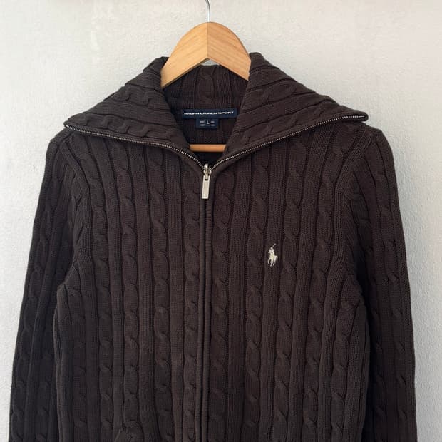 폴로 브라운 니트 세라 집업