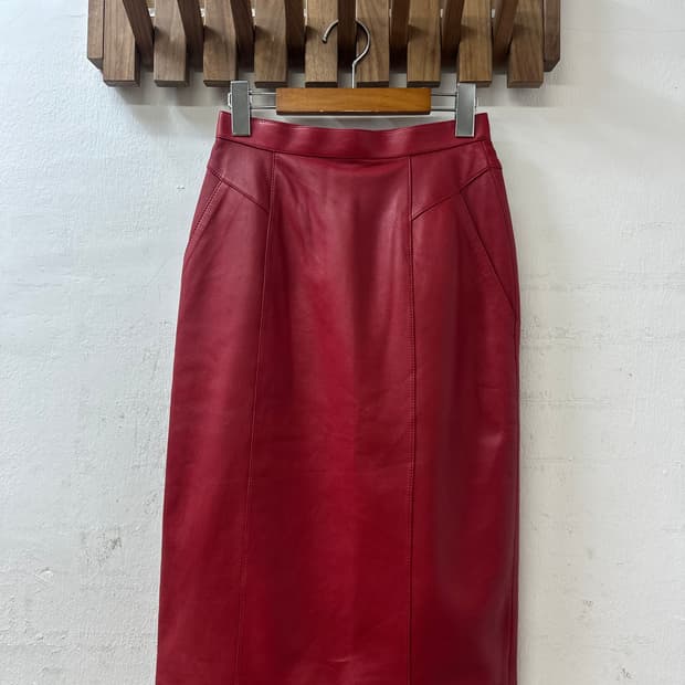 일본빈티지레드양가죽스커트