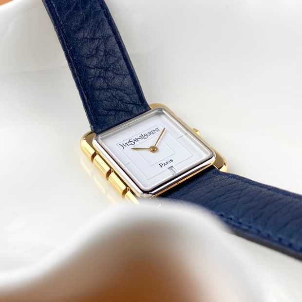 YSL gold square date watch UNISEX