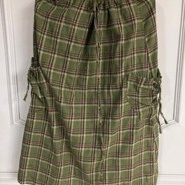 빈티지 체크 리본 롱스커트