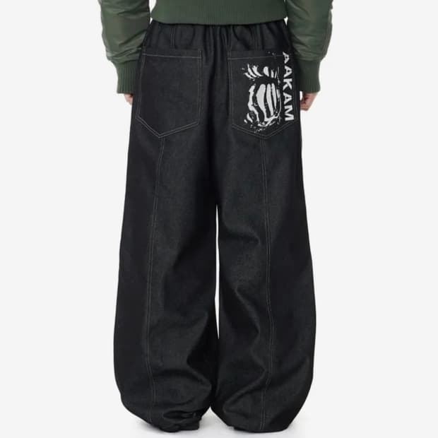 아캄 데님 바지 Knee Pin-tuck Denim Pants