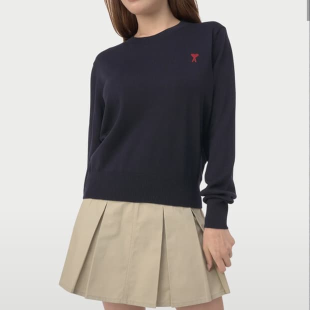 여성 스몰 하트 로고 니트 - 다크 네이비 / FKS111KN002543