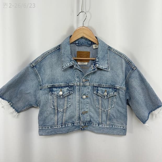 리바이스 여자 크롭 반팔 데님자켓 S