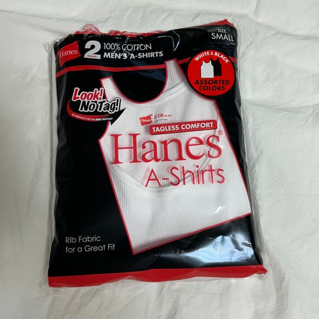헤인즈 2P A-셔츠 탱크탑 블랙 X 화이트
