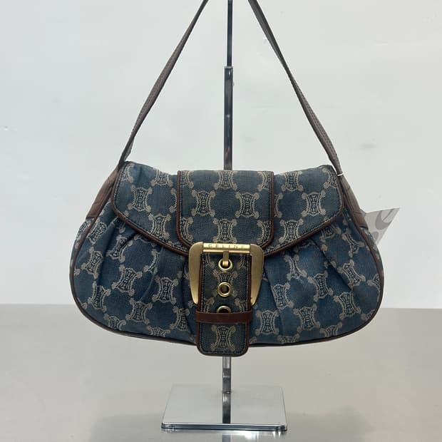 셀린느 빈티지 데님 마카담 버클 숄더백 