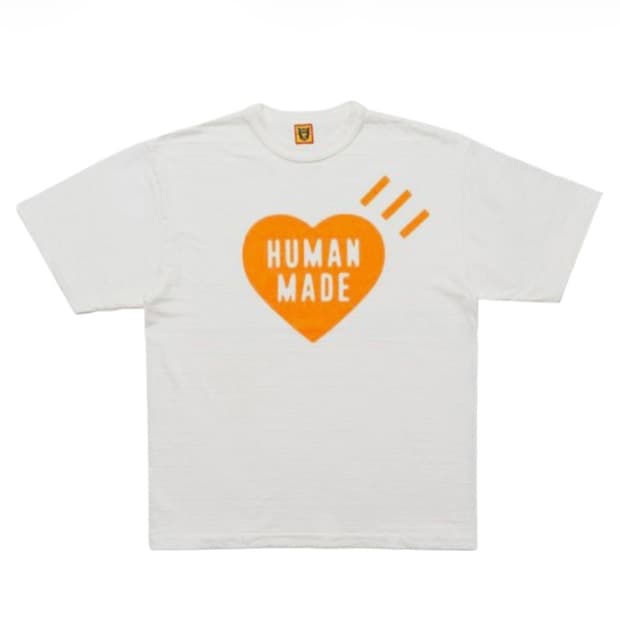 [휴먼메이드]하트 티셔츠 화이트 오렌지-시부야파르코스토어한정