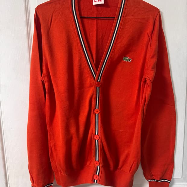 라코스테라이브 남여공용95 레드(다홍색) 면 가디건