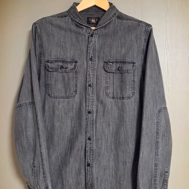 RRL 더블알엘 블랙 가먼트 다이 데님 셔츠 L
