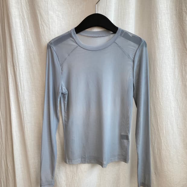 SHEIN 블루그레이 시스루탑(XS)