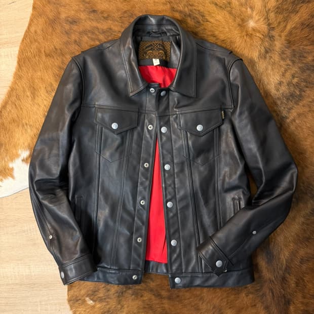 누드본즈 말가죽 트러커 레더 자켓 